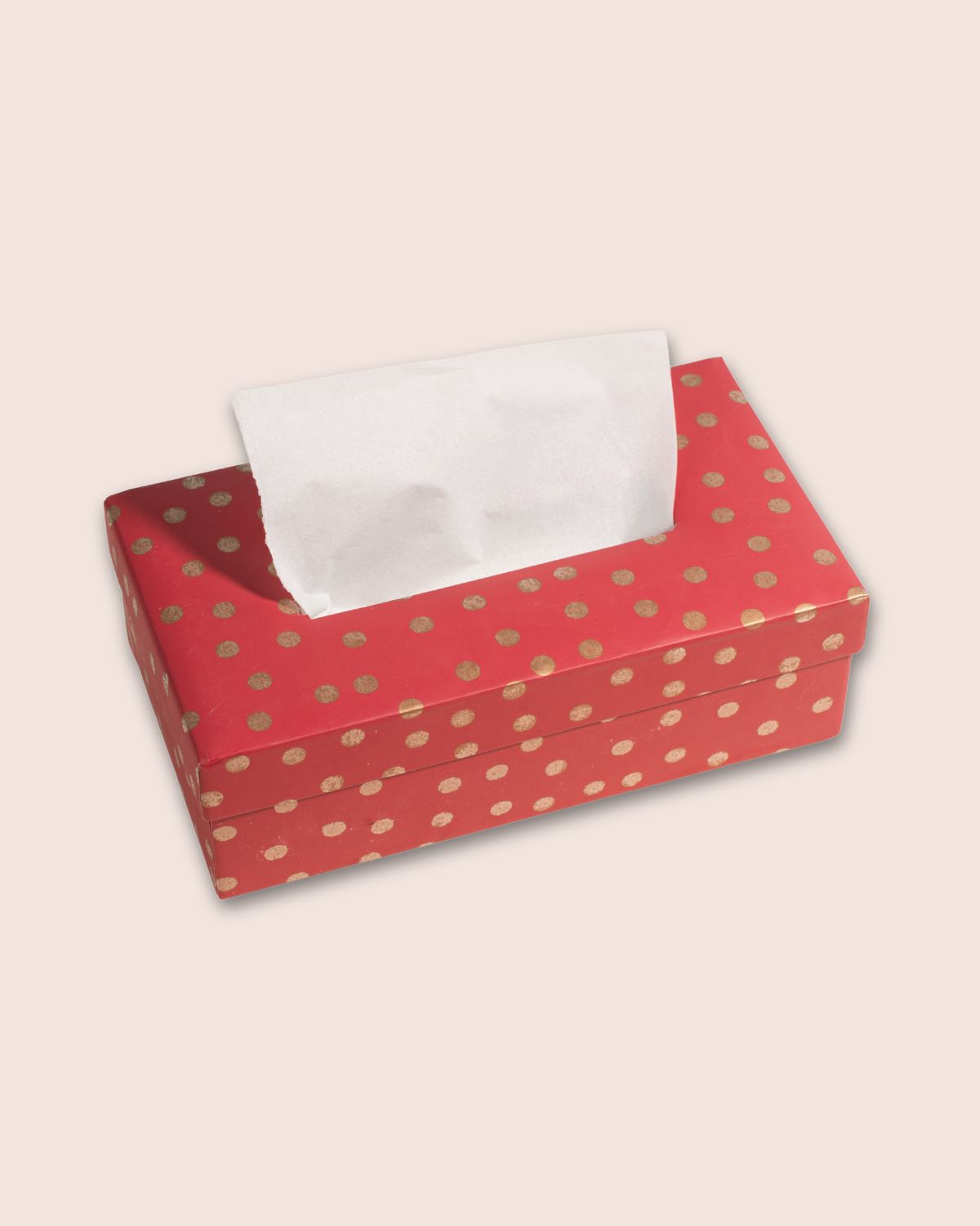 Tissue Box- Golden Polkas